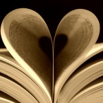 "Heart-shaped image formed by book pages"